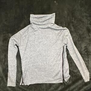 rag & bone Women's Gray Knit Pullover Camden Cowl Neck Side Zipper Accent Size S